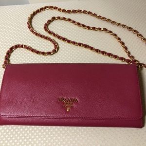Prada Saffiano Leather Envelop Wallet On Chain WOC